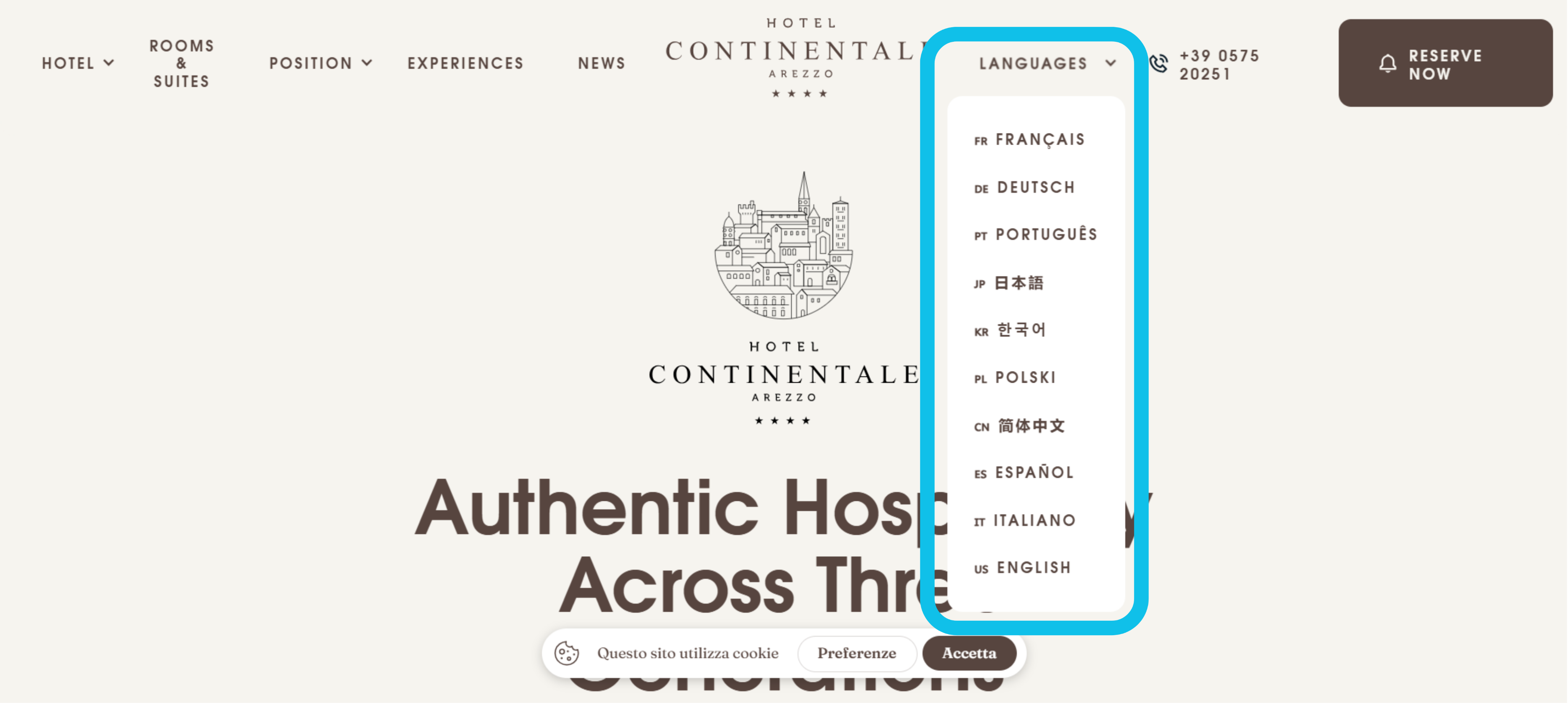 Sitio Web Multilingüe Hotel Continentale